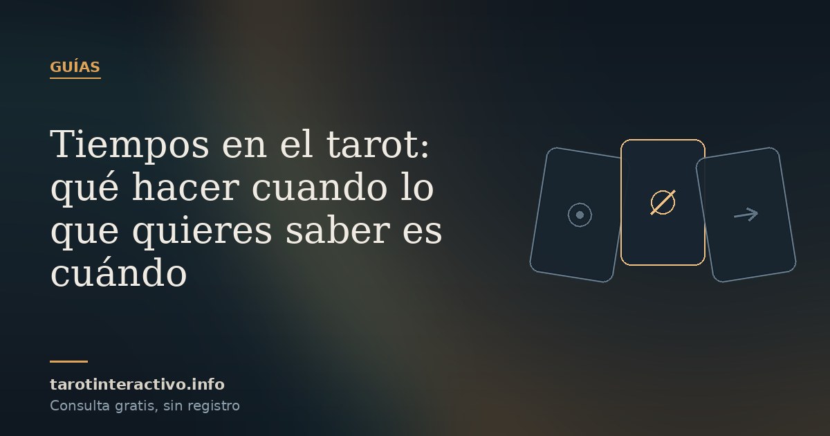 Tres cartas boca abajo y un reloj sin agujas sobre fondo azul noche